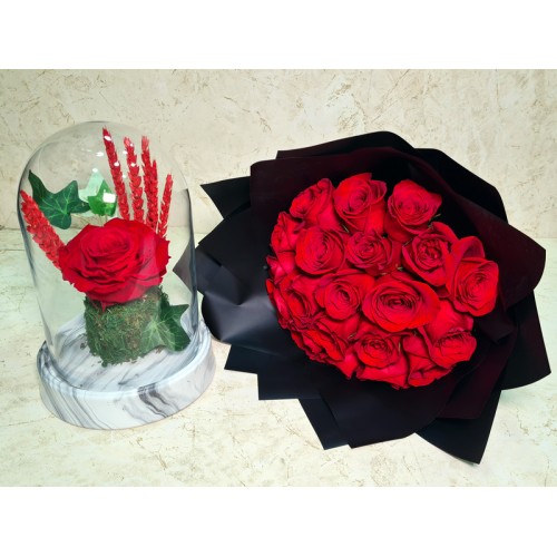 Forever Red Rose With Hand Bouquet