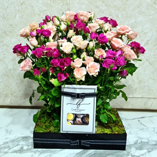 Flowers Tray With Chocolate 2