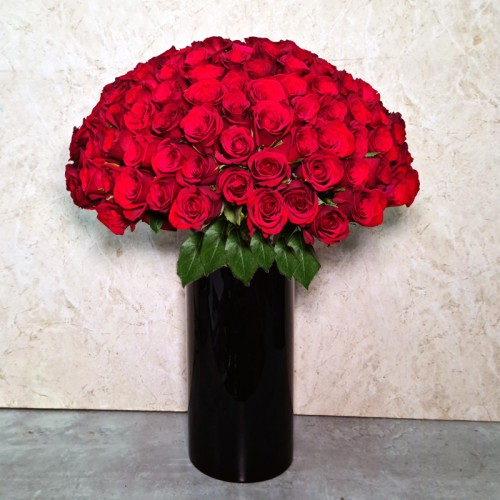 Black Vase with Red Rose 100
