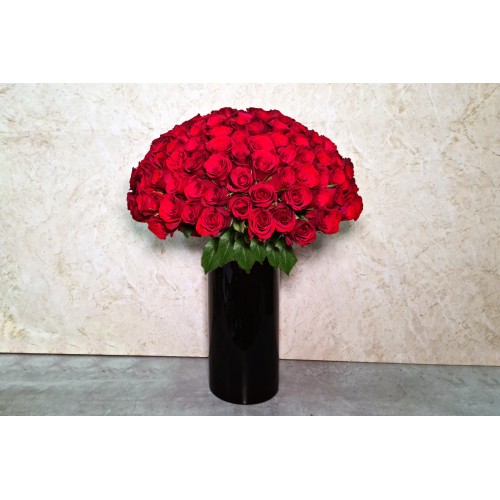 Black Vase with Red Rose 100