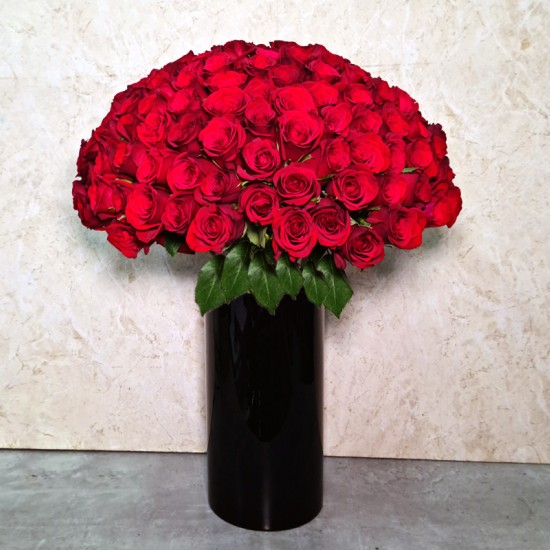 Black Vase with Red Rose 100