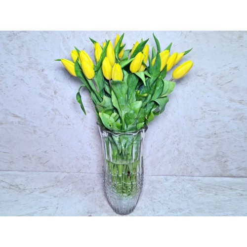 Yellow Tulip Crystal Vase