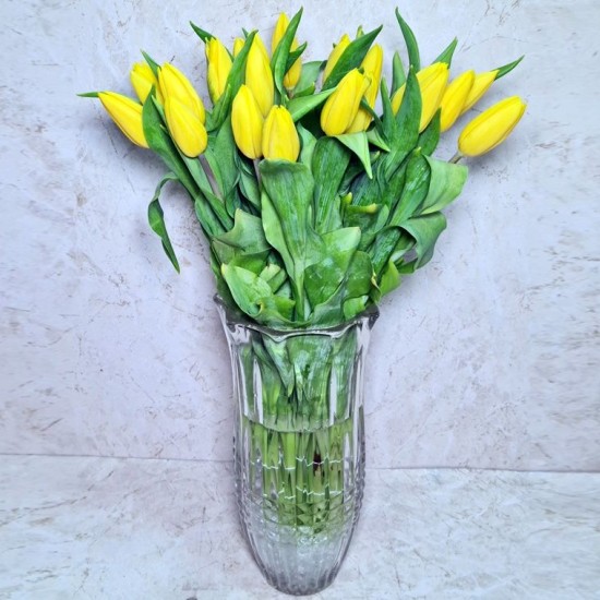 Yellow Tulip Crystal Vase