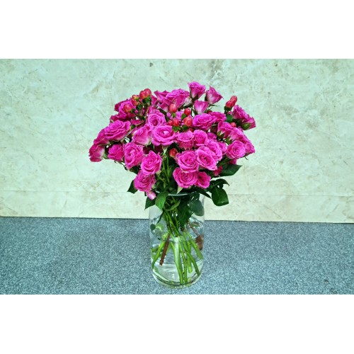 Clear Vase with dark pink Rose 15