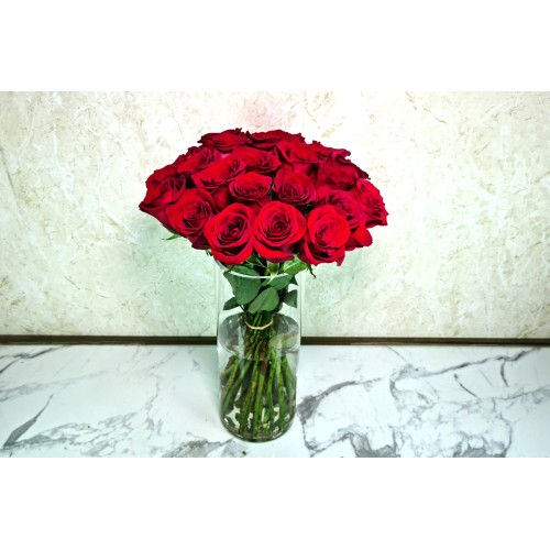 Clear Vase with Red Rose 25