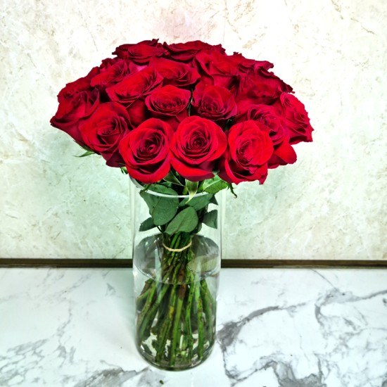 Clear Vase with Red Rose 25 Clear Vase with Red Rose 25