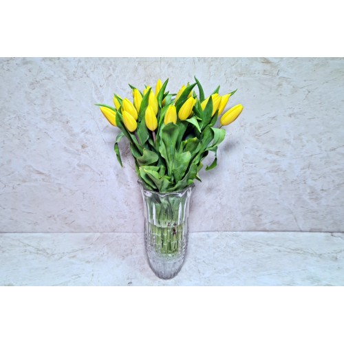 Yellow Tulip Crystal Vase
