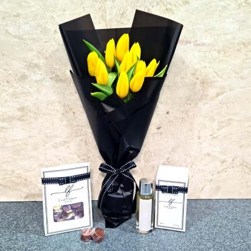 tulip bouquet yellow with gifts tulip bouquet yellow with gifts