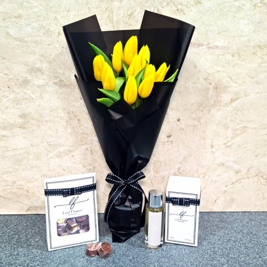 tulip bouquet yellow with gifts tulip bouquet yellow with gifts