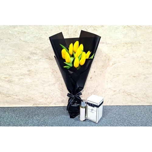 Yellow Tulip Bouquet with Perfume
