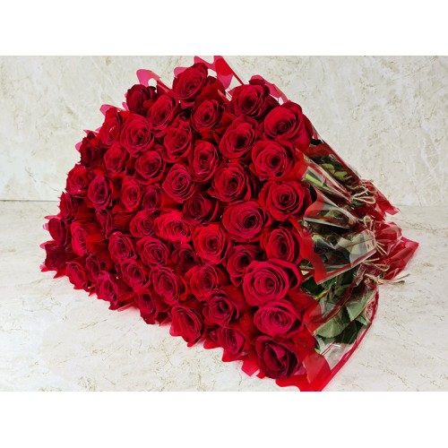 50 Pieces Single Roses Red