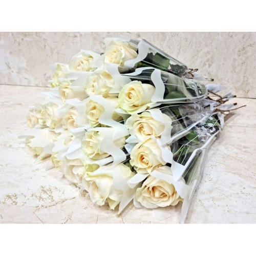 25 Pieces Single Roses White